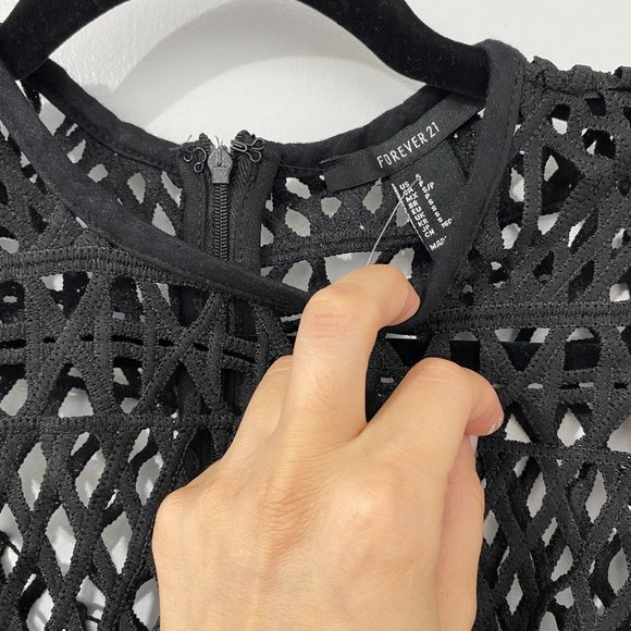 Caged Black Lace Insert Dress - Picture 3 of 4